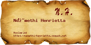 Némethi Henrietta névjegykártya